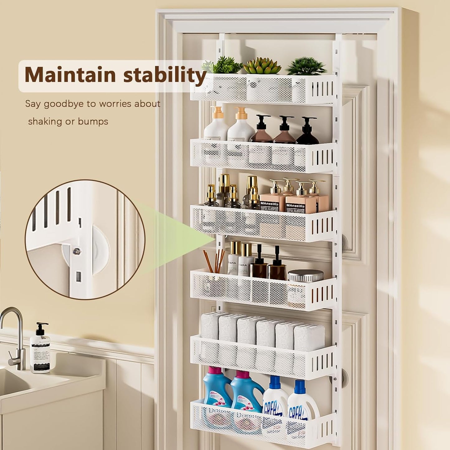 6-Tier Over The Door Pantry Organizer with Mesh Baskets