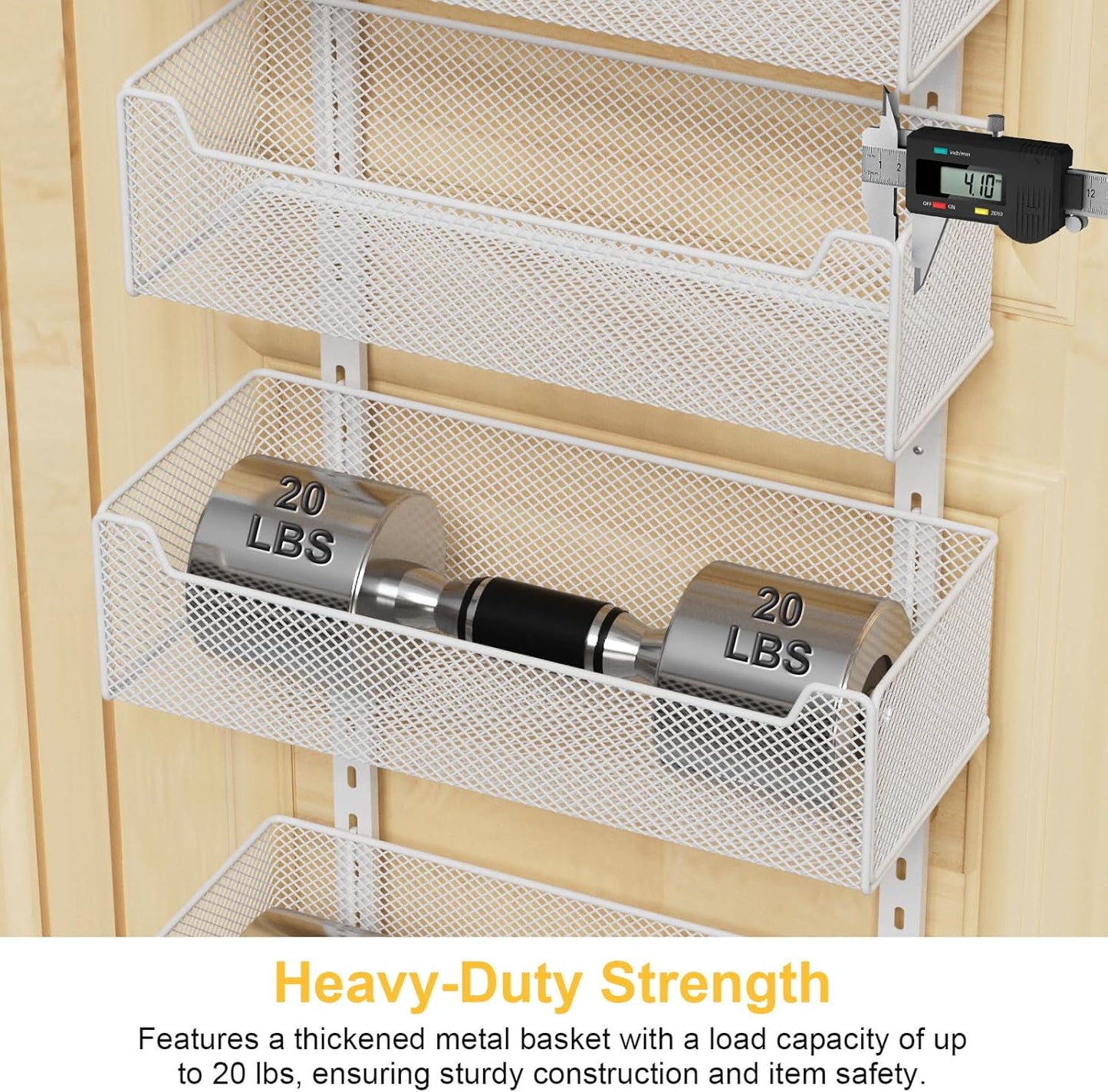 Over the Door Organizer, 8-Tier Pantry Organizer with Fully Enclosed Mesh Baskets