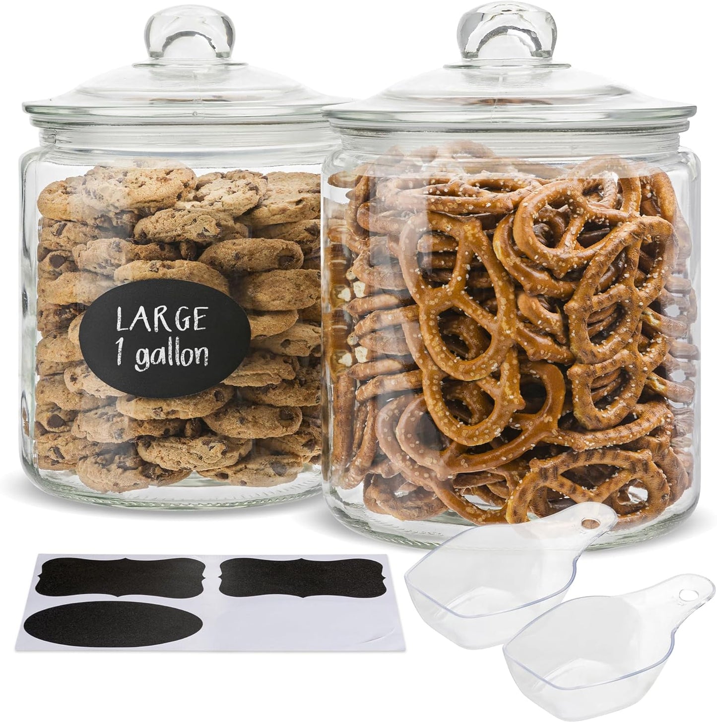 Glass Kitchen Jars, Food & Cookie Storage Containers for Pantry, Bathroom Apothecary Canisters