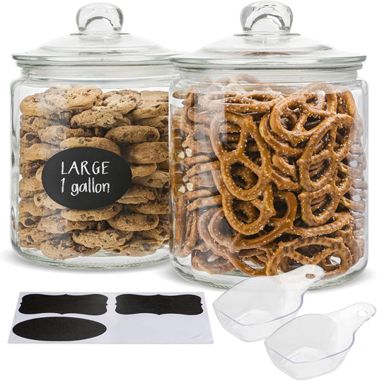 Glass Kitchen Jars, Food & Cookie Storage Containers for Pantry, Bathroom Apothecary Canisters