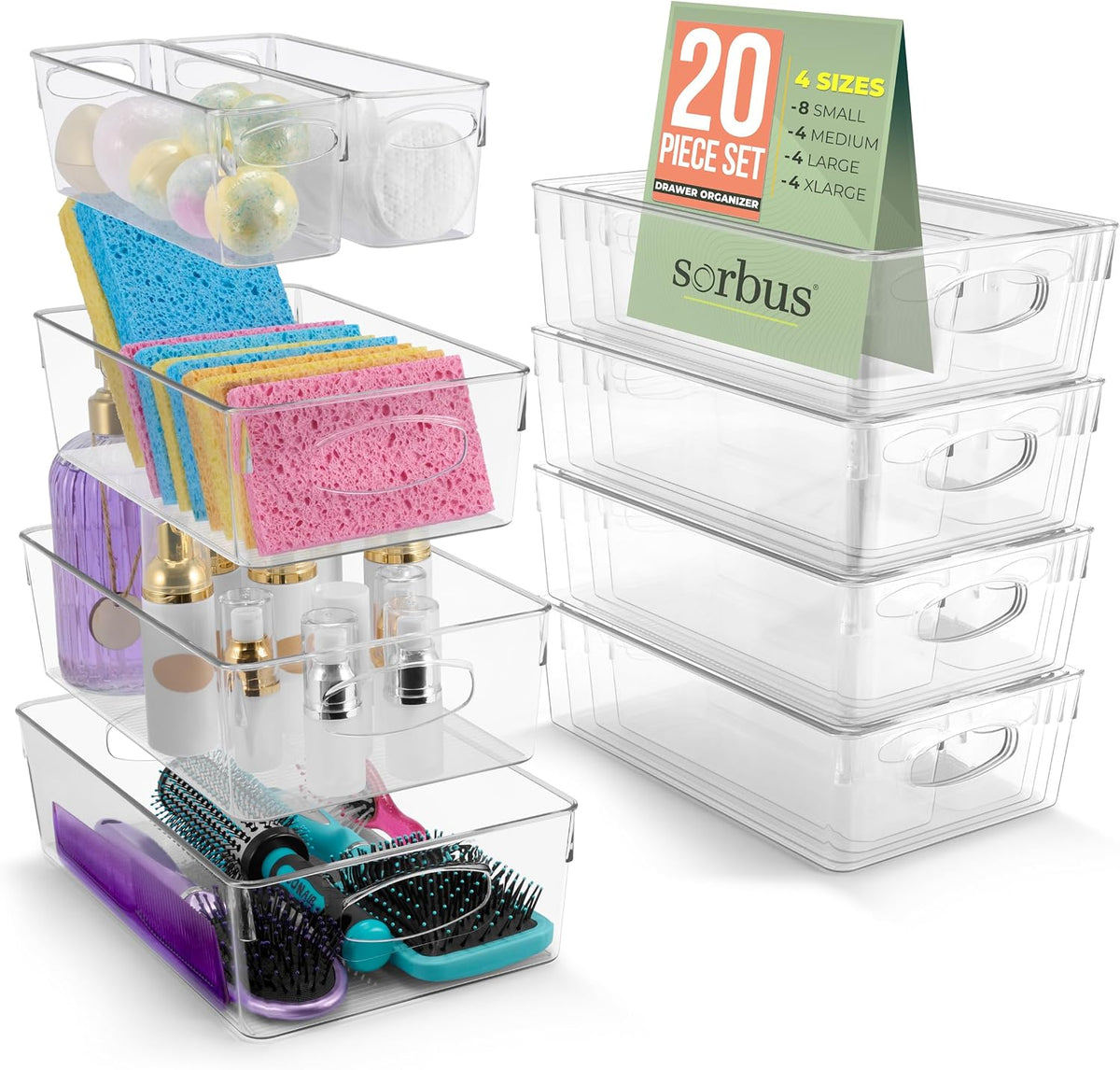 Sorbus Fridge Organizers and Storage, Clear Bins (Large, 10 