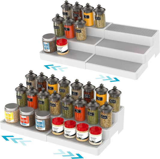 Expandable Spice Rack Organizer for Cabinet (2 Pack)