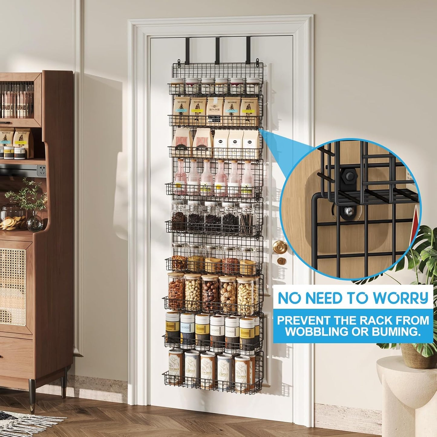 9-Tier Spice Rack Organizer with Door Hook, Wall Mount