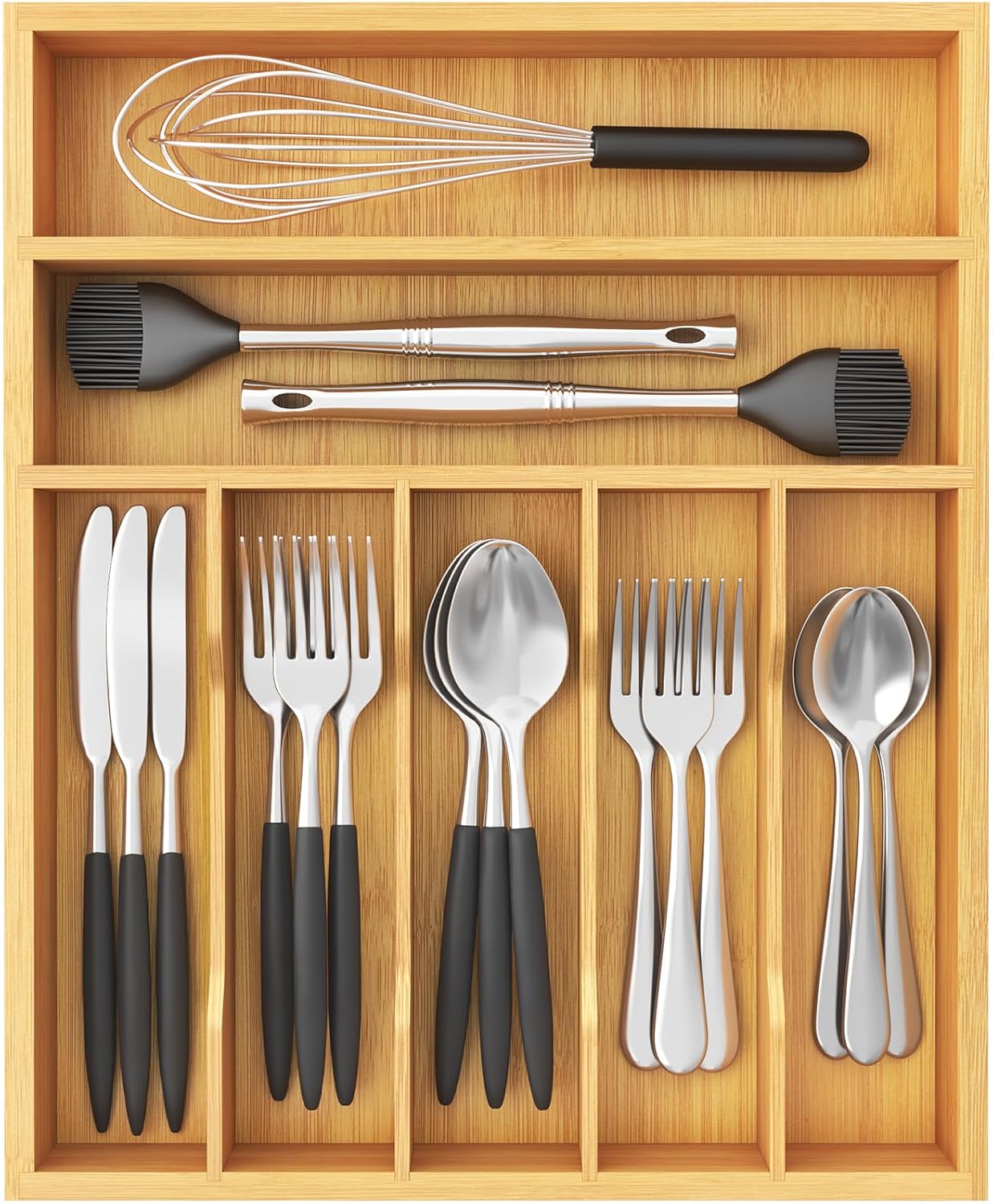 Silverware Drawer Organizer, Utensil Tray for Kitchen, Flatware and Cutlery Holder
