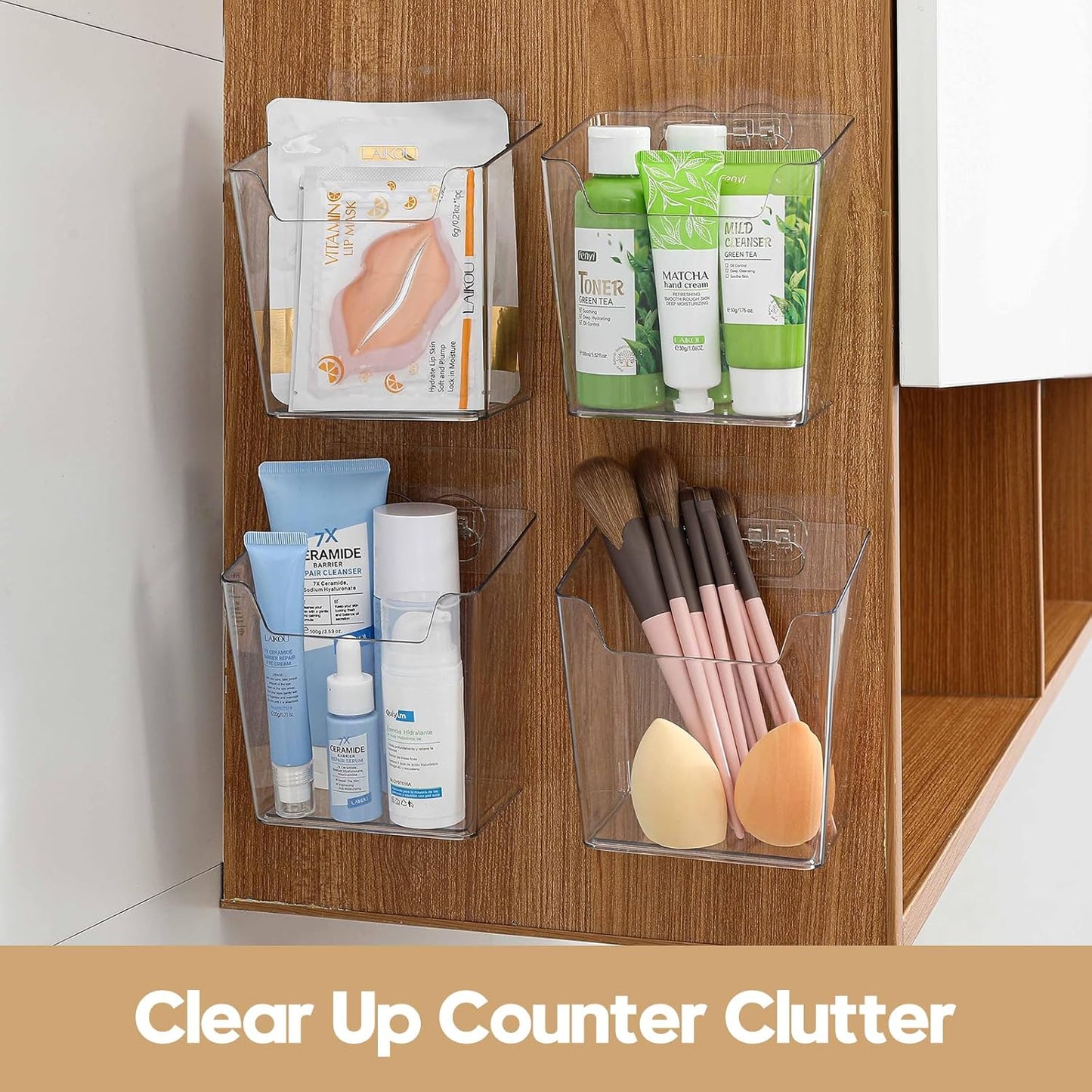 2-Pack Kitchen Cabinet Door Organizer Adhesive, Hanging Storage Bins