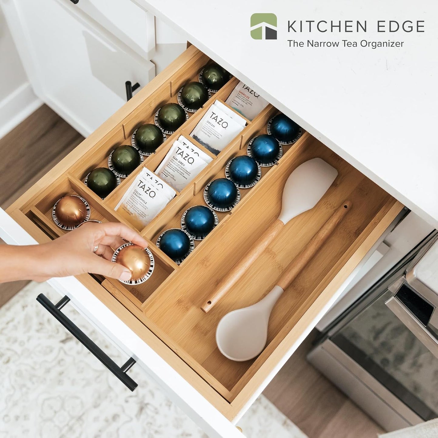 Tea Bag and Coffee Pod Kitchen Drawer Organizer, Expandable 9.7 to 17 Inches