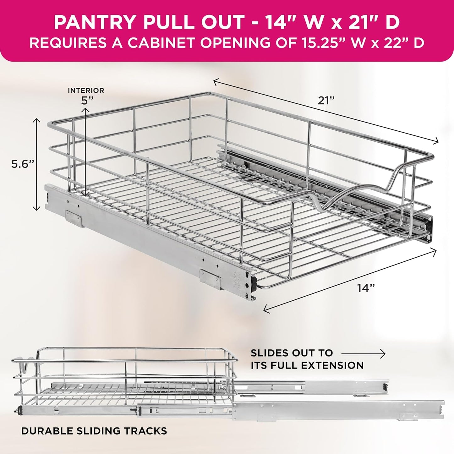 Pull Out Cabinet Organizer, Slide Out Drawer for Kitchen Cabinets & Pantry