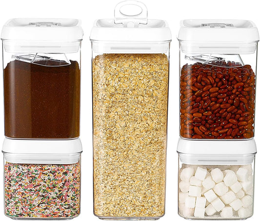 Flip Tite Food Storage Container 5" LARGE 5pk Set + No Residue Label