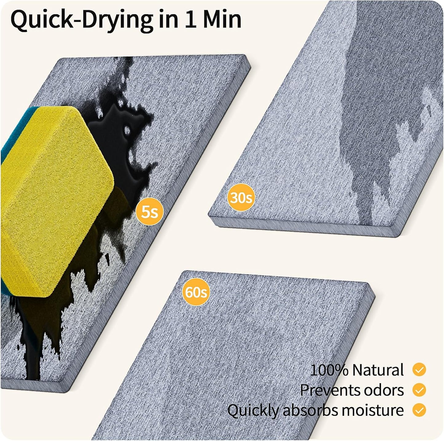 Large Family-Sized Sponge Holder for Kitchen Sink Organizer - Sink Caddy with Instant Drying Stone