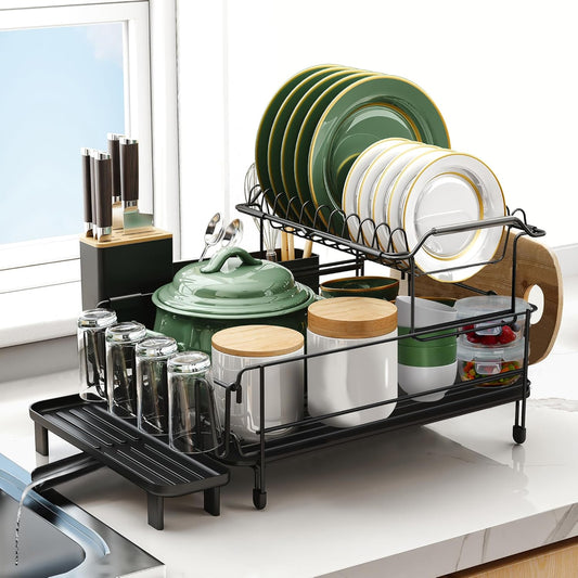 Large Dish Drying Rack with Drainboard Set