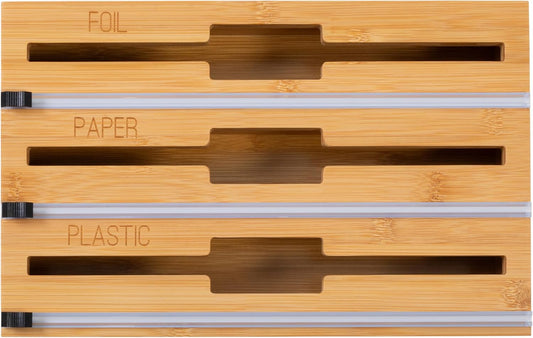 Honey Can Do 3-In-1 Bamboo Food Wrap Organizer With Safety Cutter | Plastic, Wax