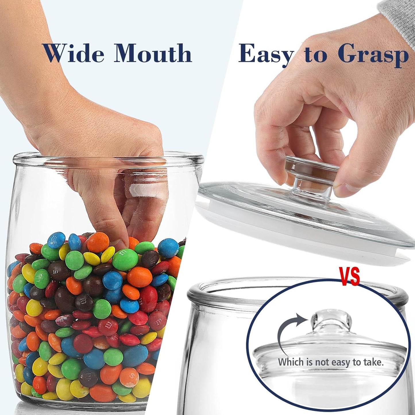 Half Gallon Glass Jars with Lid, Wide Mouth Cookie Jars Set of 2, Apothecary Jar for Candy