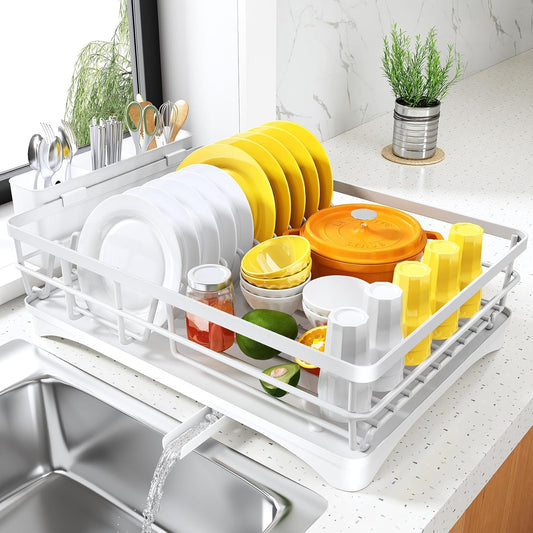 Dish Drying Rack for Kitchen Counter - Large Dish Rack with Drainboard