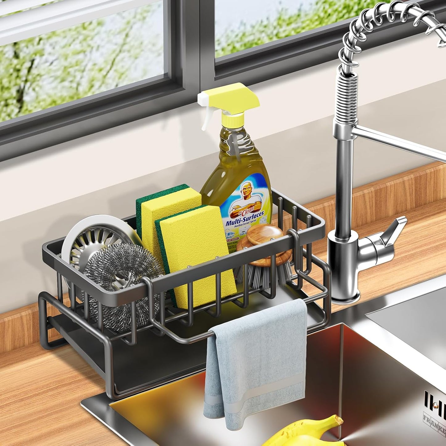 Sponge Holder for Kitchen Sink, Self-Drainage Kitchen Sink Caddy