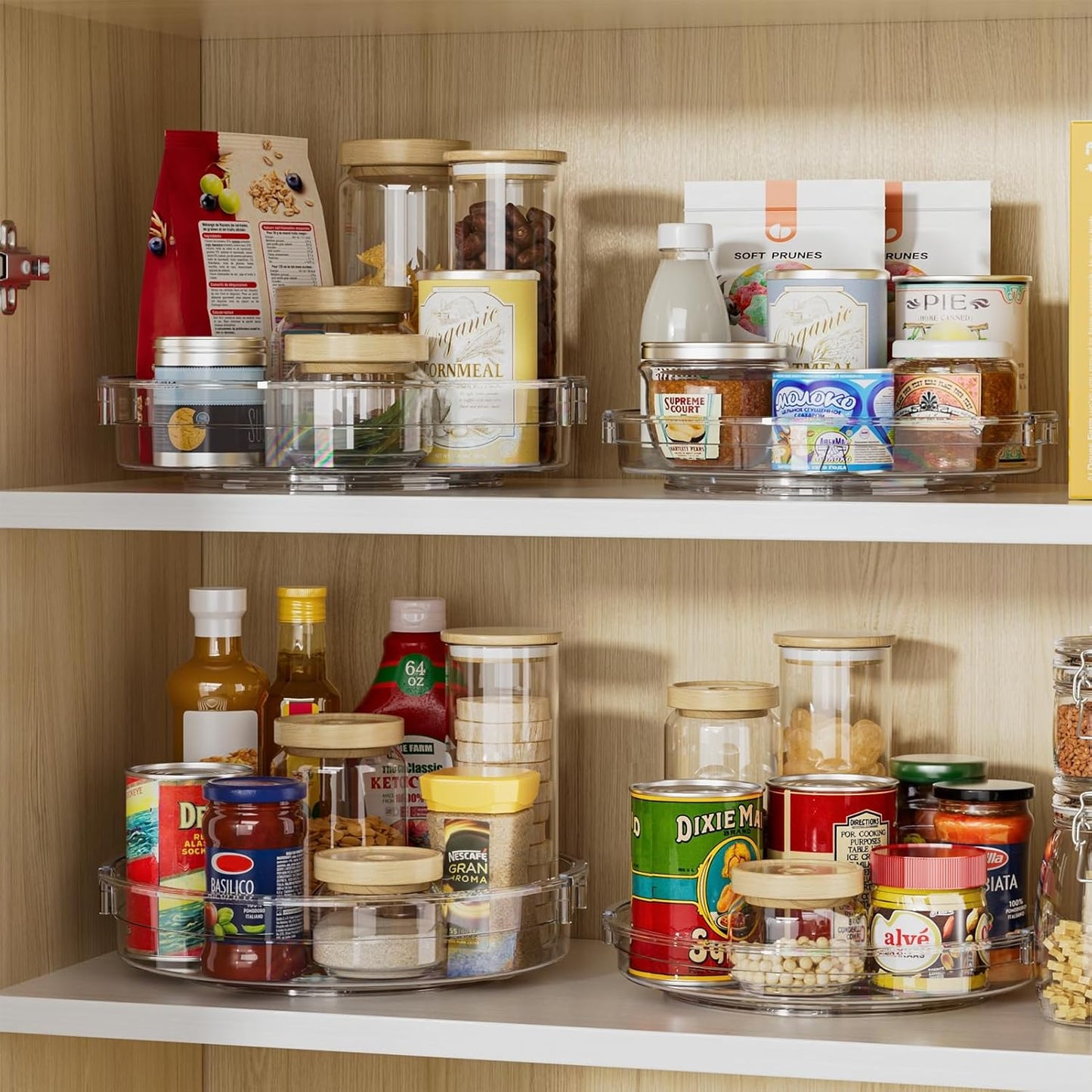 4 Pack Lazy Susan Organizer, Clear Lazy Susan Turntable for Cabinet, Refrigerator, Table Top