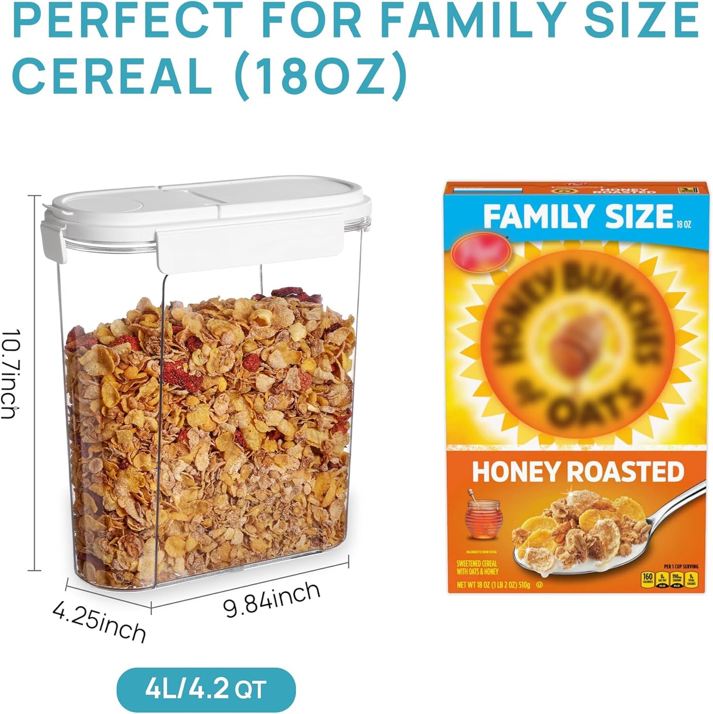 Cereal Containers Set, 3 PCS Airtight Food Storage Container with Flip-Top Lids