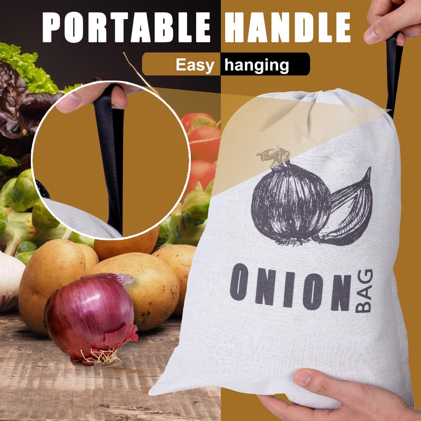 Potato Onion Storage Bag, Fabric Onion and Potatoes Storage Bag
