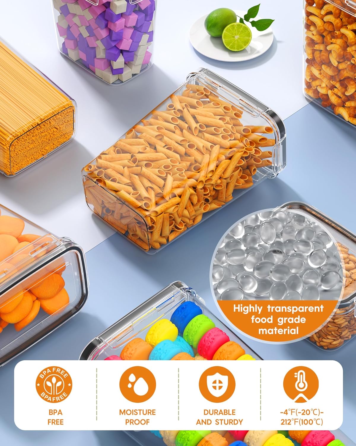 Airtight Food Storage Containers with Lids, 15 PCS Kitchen and Pantry Organization Canisters