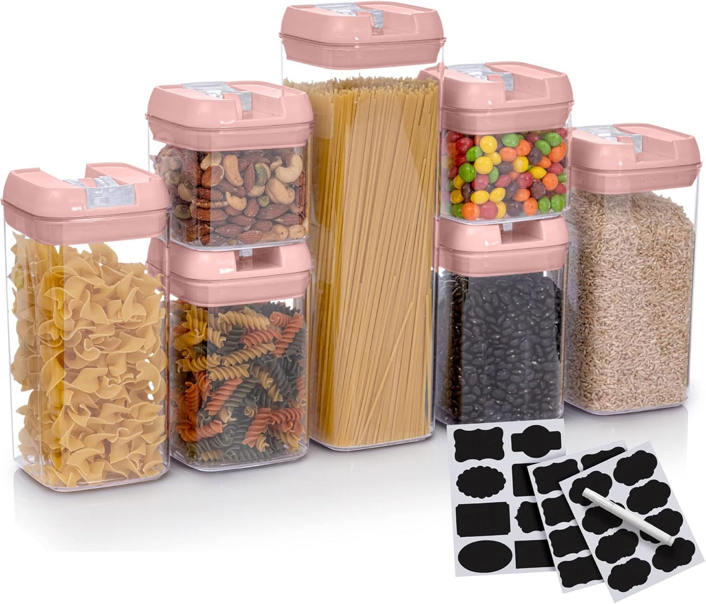 Set of 7 Airtight Food Storage Containers - Pantry Organizer Bins