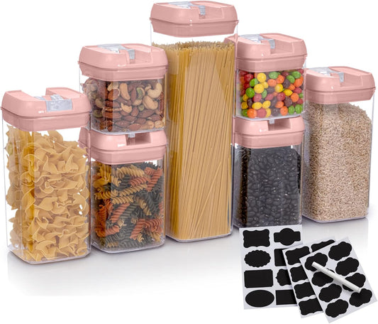 Set of 7 Airtight Food Storage Containers - Pantry Organizer Bins