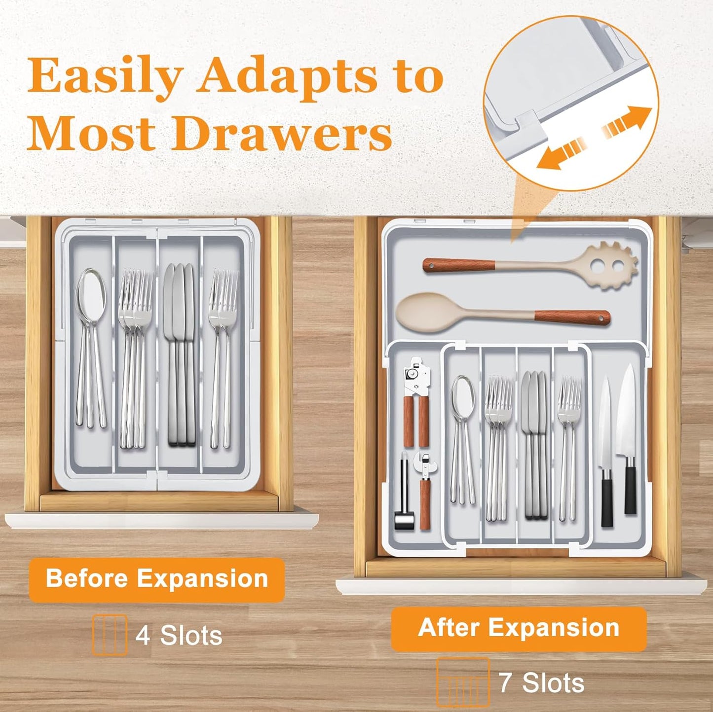 Kitchen Drawer Organizer, Expandable Silverware Drawer Organizer