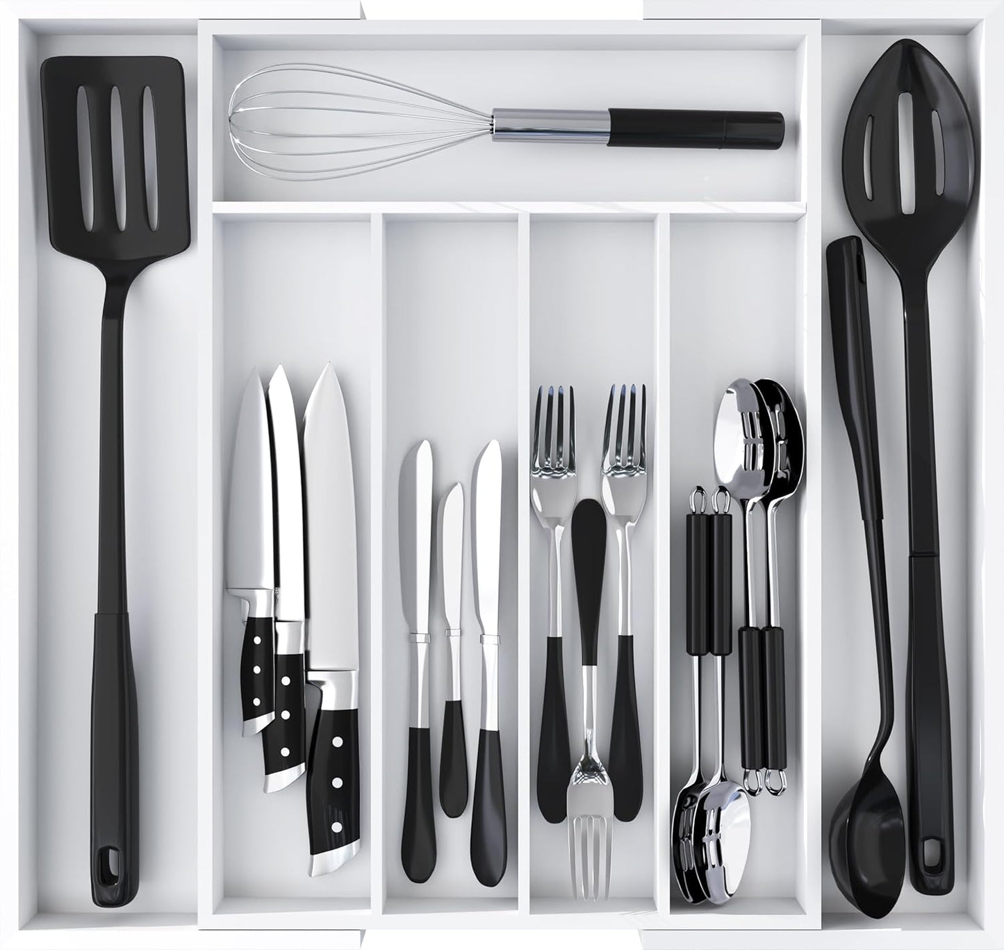 Expandable Bamboo Utensil Drawer Organizer, Silverware Organizer for Cutlery