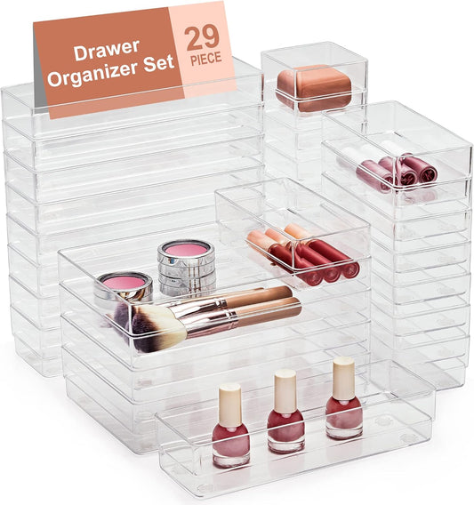 29-Piece Drawer Organizer with Non-Slip Silicone Pads