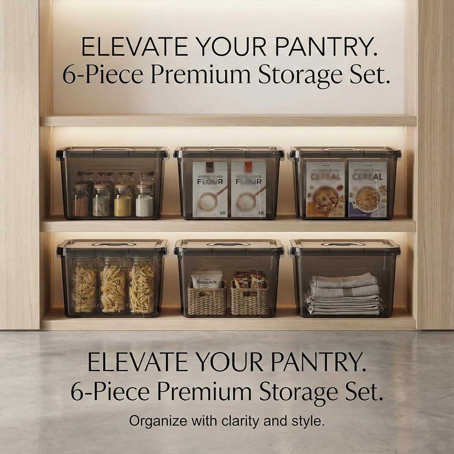 6 Quart Stackable Plastic Storage Bins with Lids