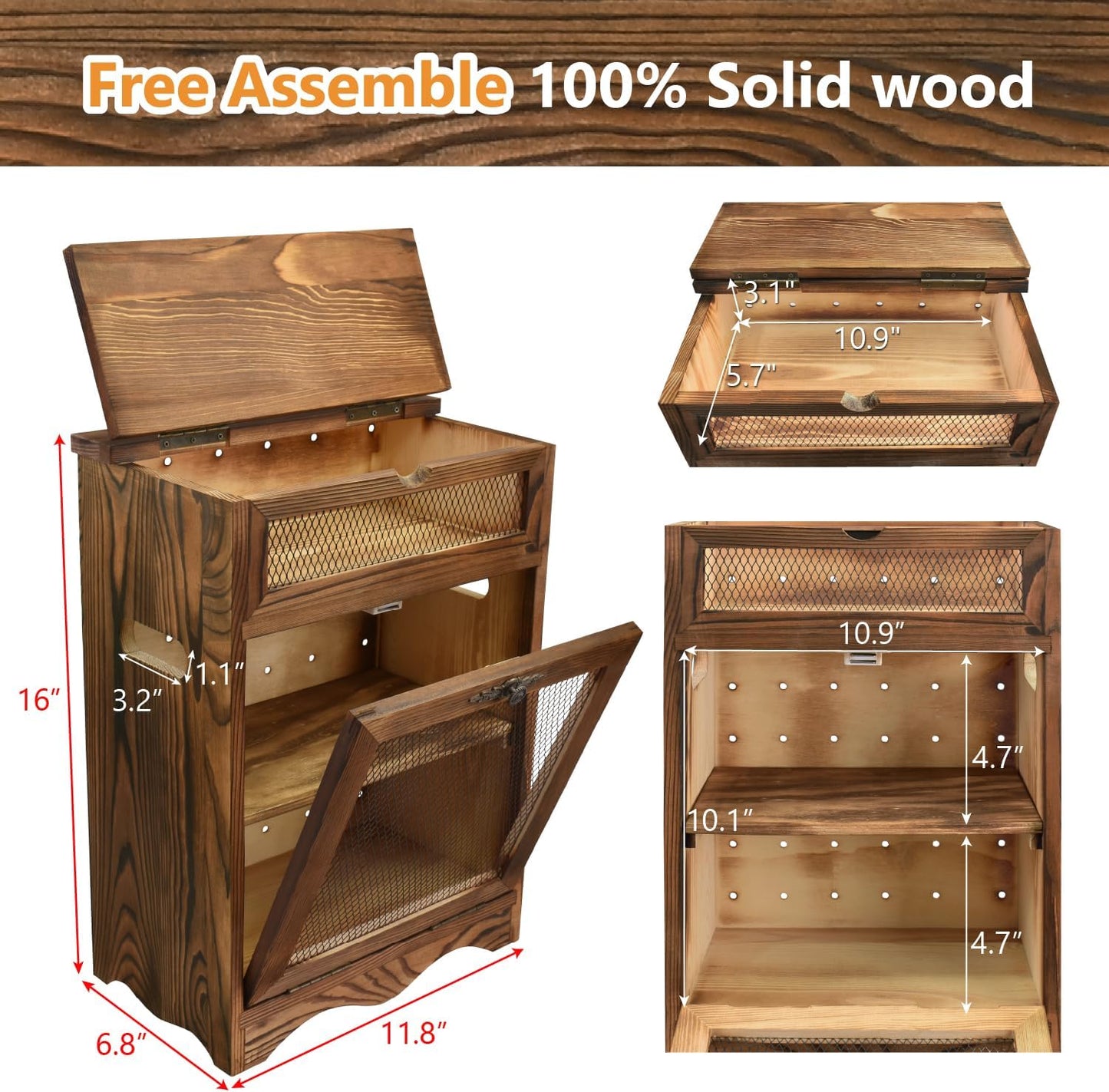 Free Assemble Wooden Countertop Potato and Onion Storage Bin Box,Countertop Cabinet