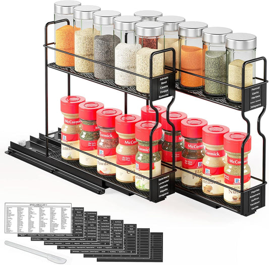 Pull Out Spice Rack Organizer for Cabinet, Heavy Duty Slide Out Seasoning Kitchen Organizer