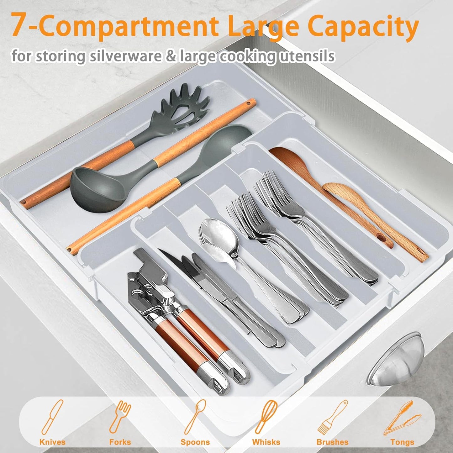 Kitchen Drawer Organizer, Expandable Silverware Drawer Organizer