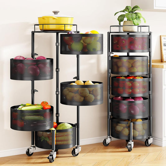 Fruit and Vegetable Basket Bowls for Kitchen with Metal Top Lid