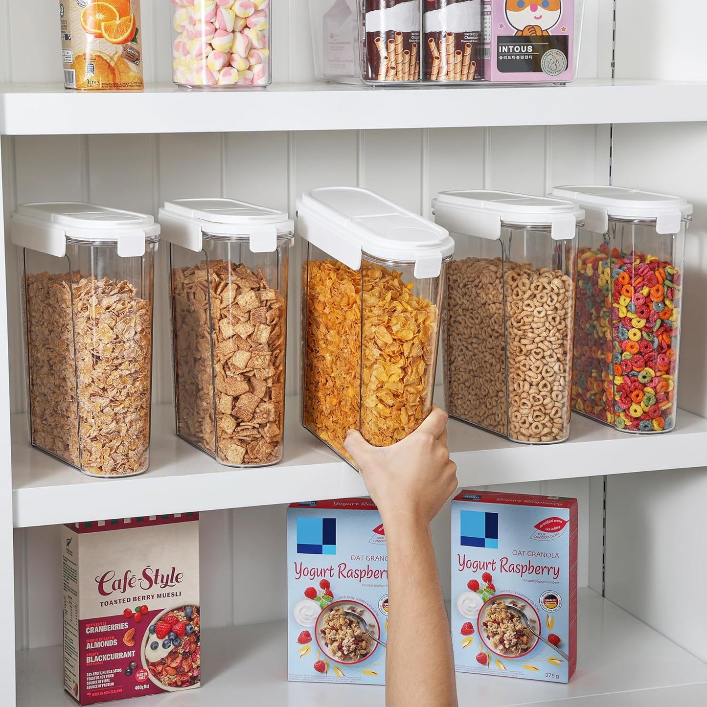 Cereal Containers Set, 3 PCS Airtight Food Storage Container with Flip-Top Lids