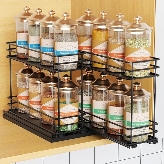 Pull Out Spice Rack Organizer for Cabinet, Slide Out Spice Racks, Easy to Install