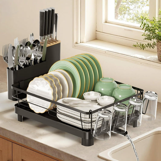 Dish Drying Rack, Stainless Steel Dish Rack with Drainboard for Kitchen Counter and Sink