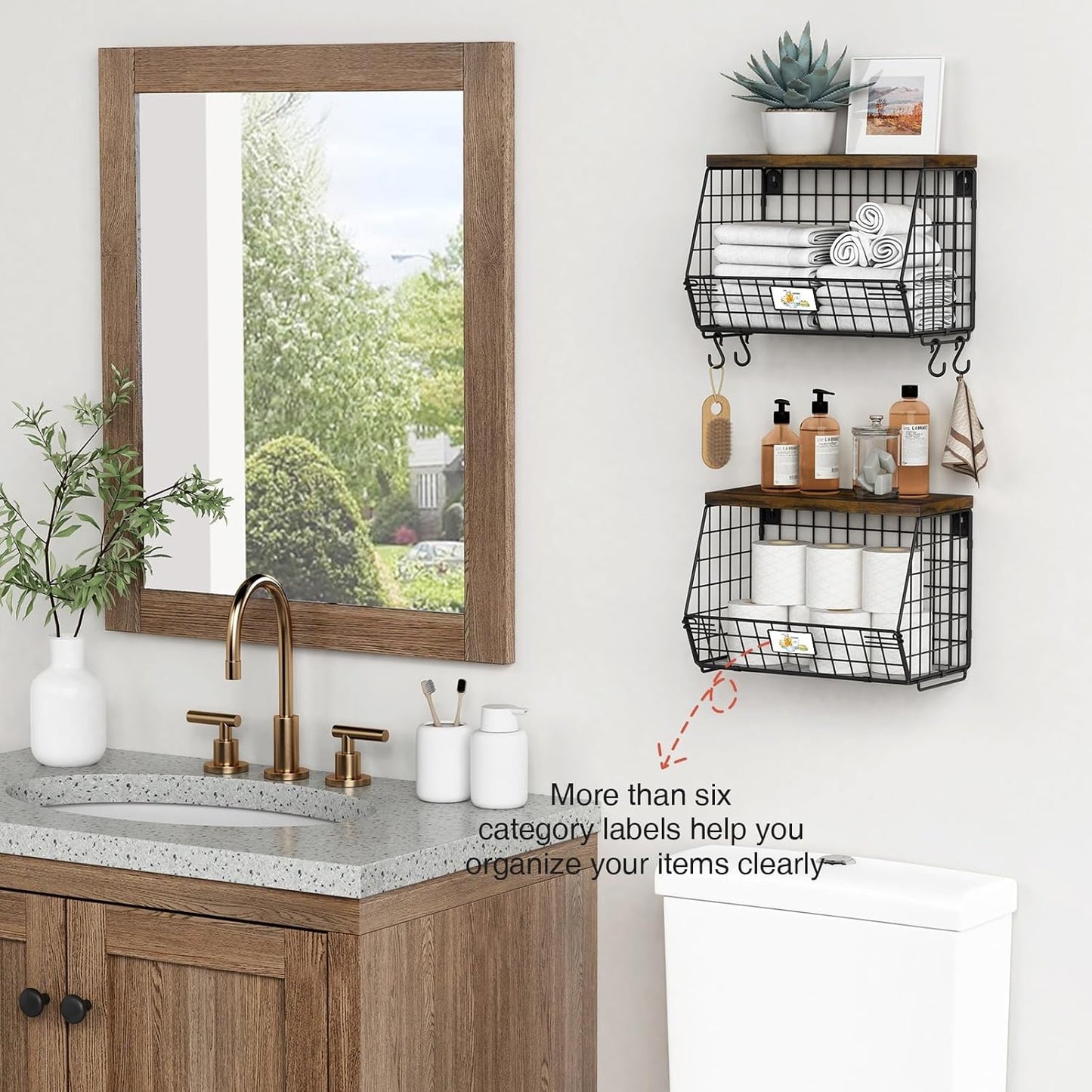 Hanging Wall Fruit Basket for Kitchen Counter 2 Pack