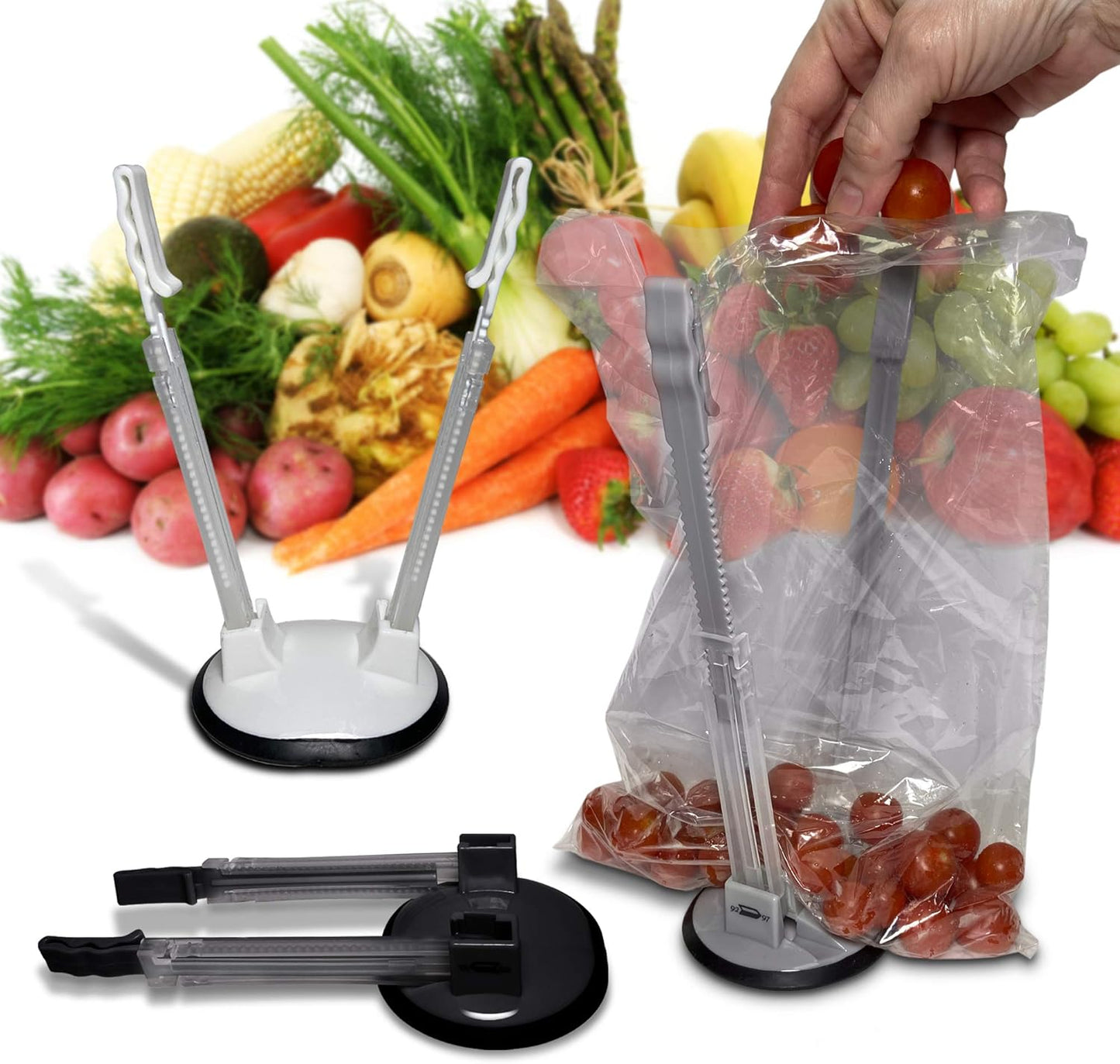 3 Pack Baggy Rack Holders for Meal Prep Bags, Adjustable Food Prep Baggie Holder Stand