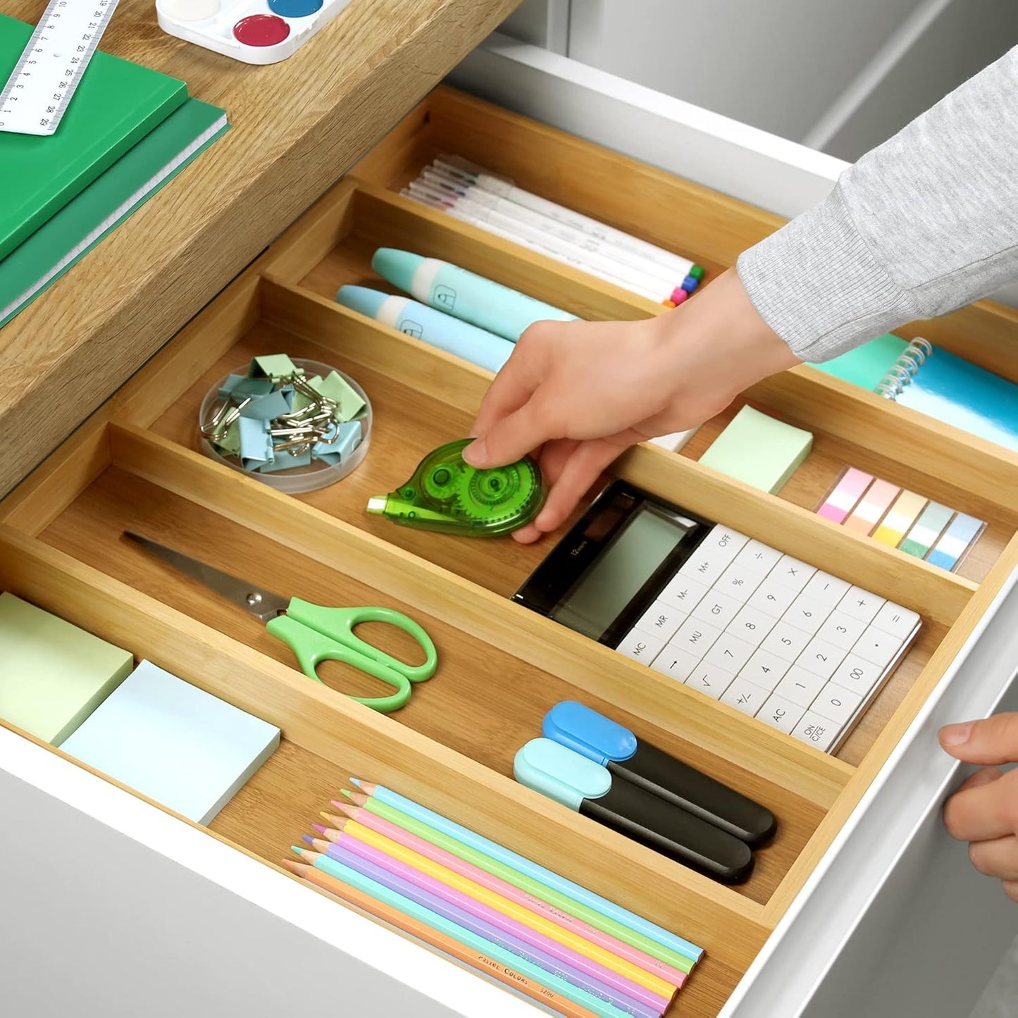 Luxury Bamboo Kitchen Drawer Organizer - Silverware Organizer