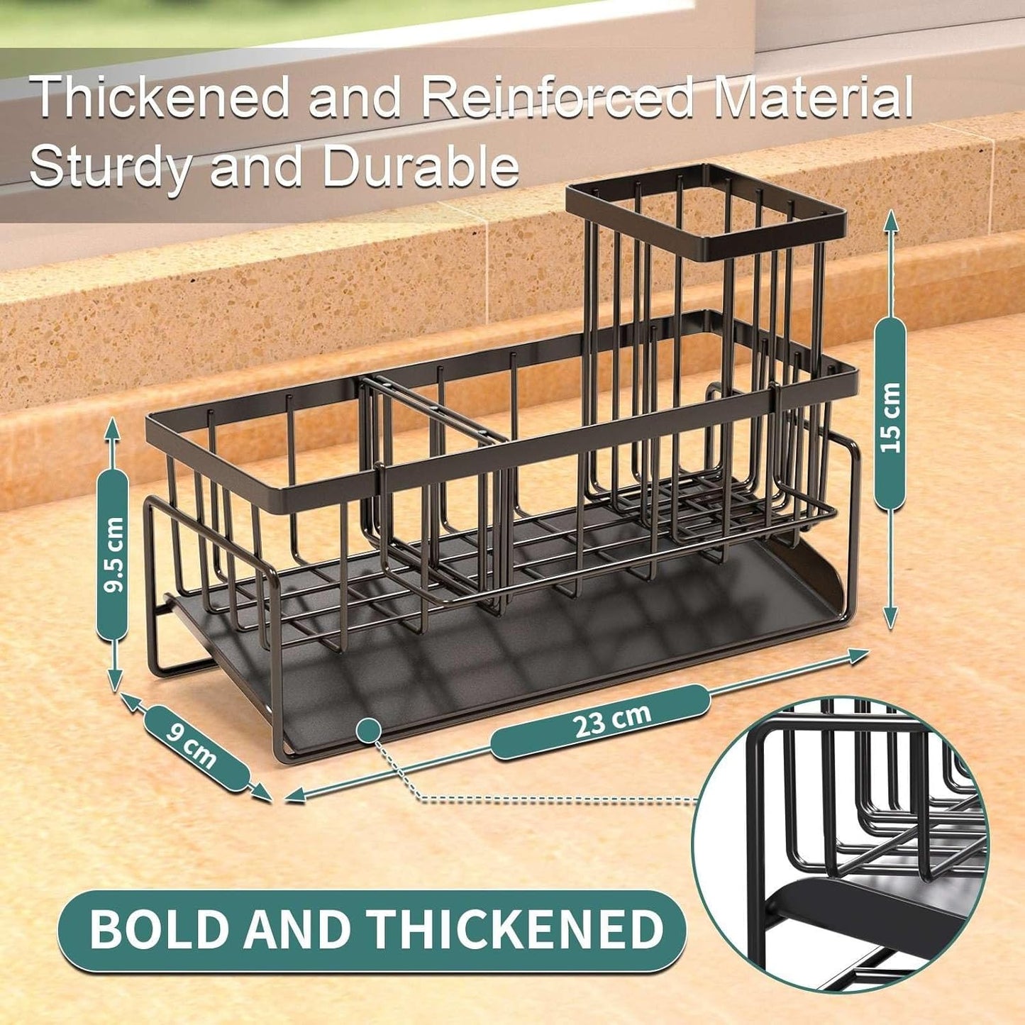 Kitchen Sink Caddy Organizer – Rustproof Sponge Holder with Drainage