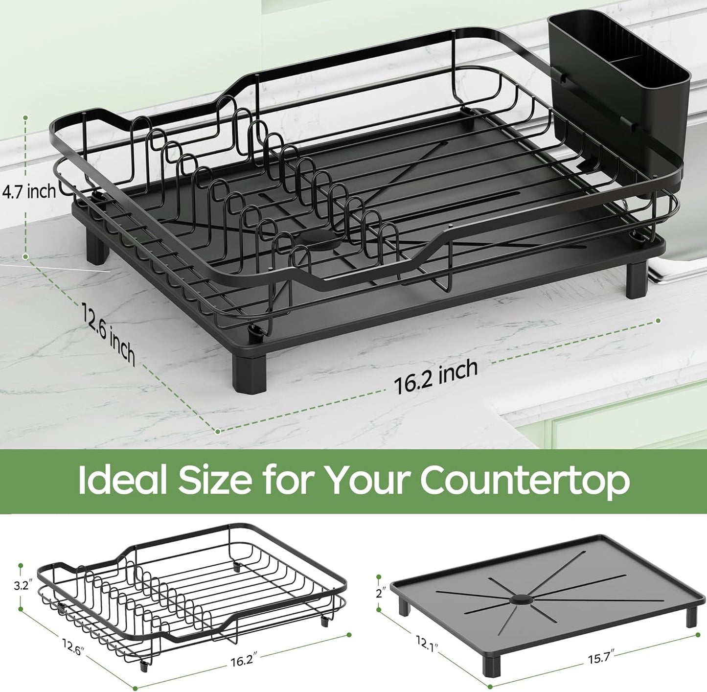 Dish Drying Rack, Stainless Steel Rustproof Dish Rack for Kitchen Counter