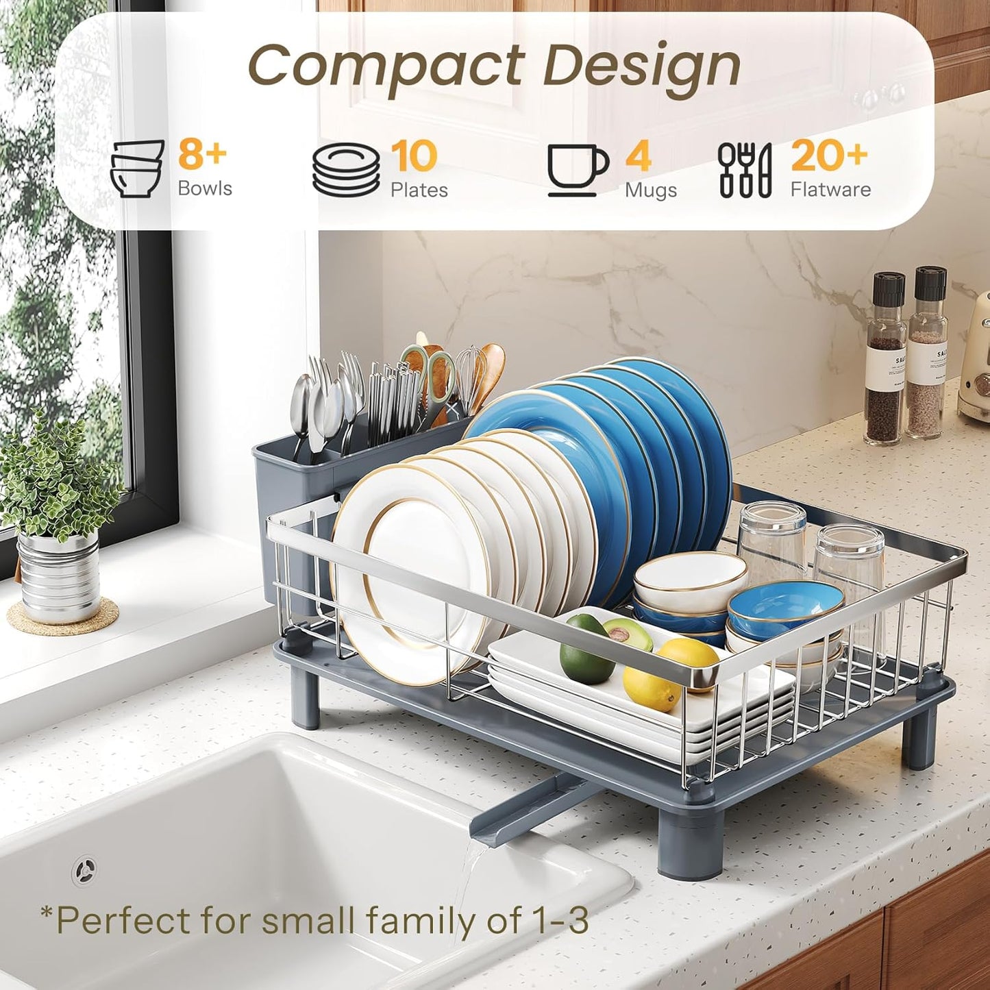 Dish Drying Rack - Small Dish Rack for Kitchen Counter