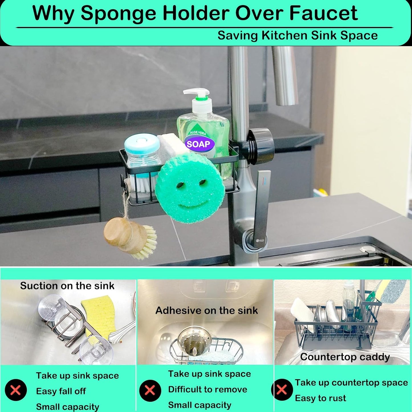 Sponge Holder for Kitchen Sink Smiley Face Sponge Holder Over Faucet
