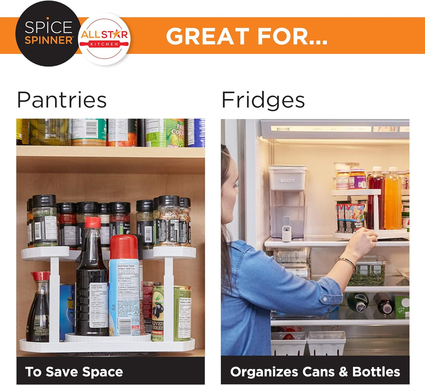 Spice Spinner Two-Tiered Spice Organizer & Holder That Saves Space, Keeps Everything Neat