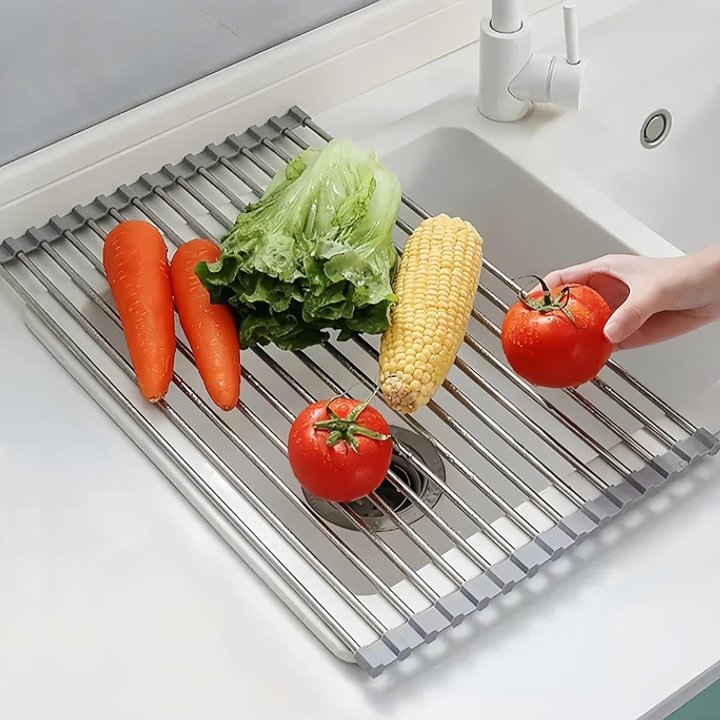 Roll Up Dish Drying Rack, 17.7" x 11.8" Over The Sink Dish Drying Rack