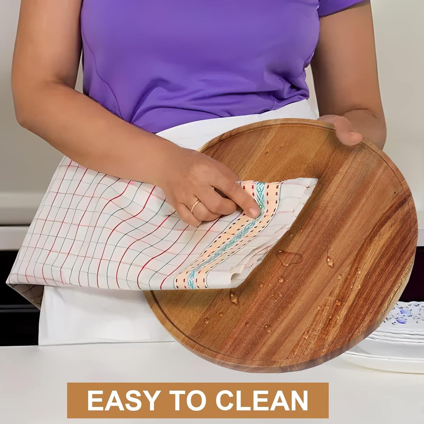 [ 2 Pack ] 10-inch Acacia Wood Lazy Susan Organizers, ACIAZAAZ Lazy Susan Turntable for Cabinet