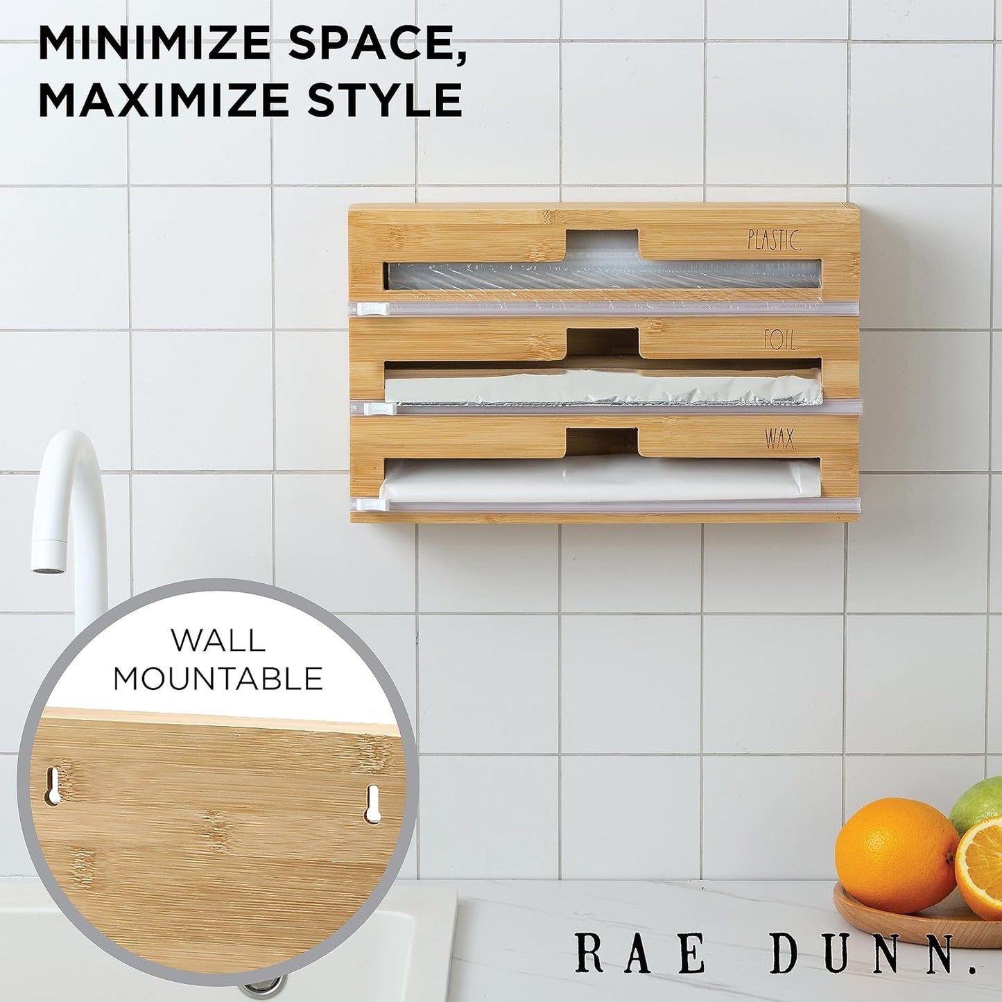 Bamboo Bag Organizer for Kitchen Drawer - Durable Wood Organizer for Kitchen Storage