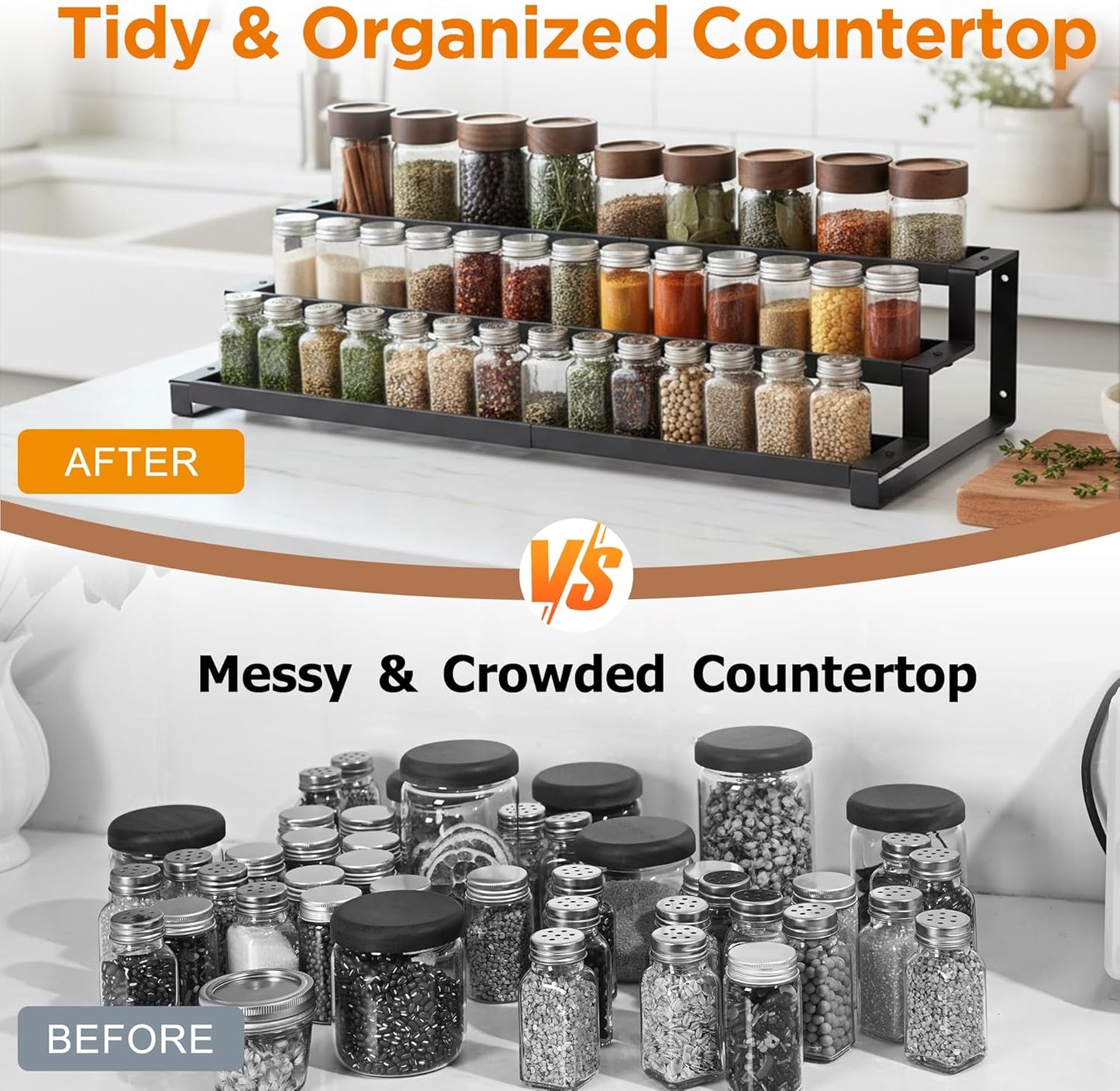 3-Tier Spice Rack Organizer for Kitchen Cabinet or Pantry