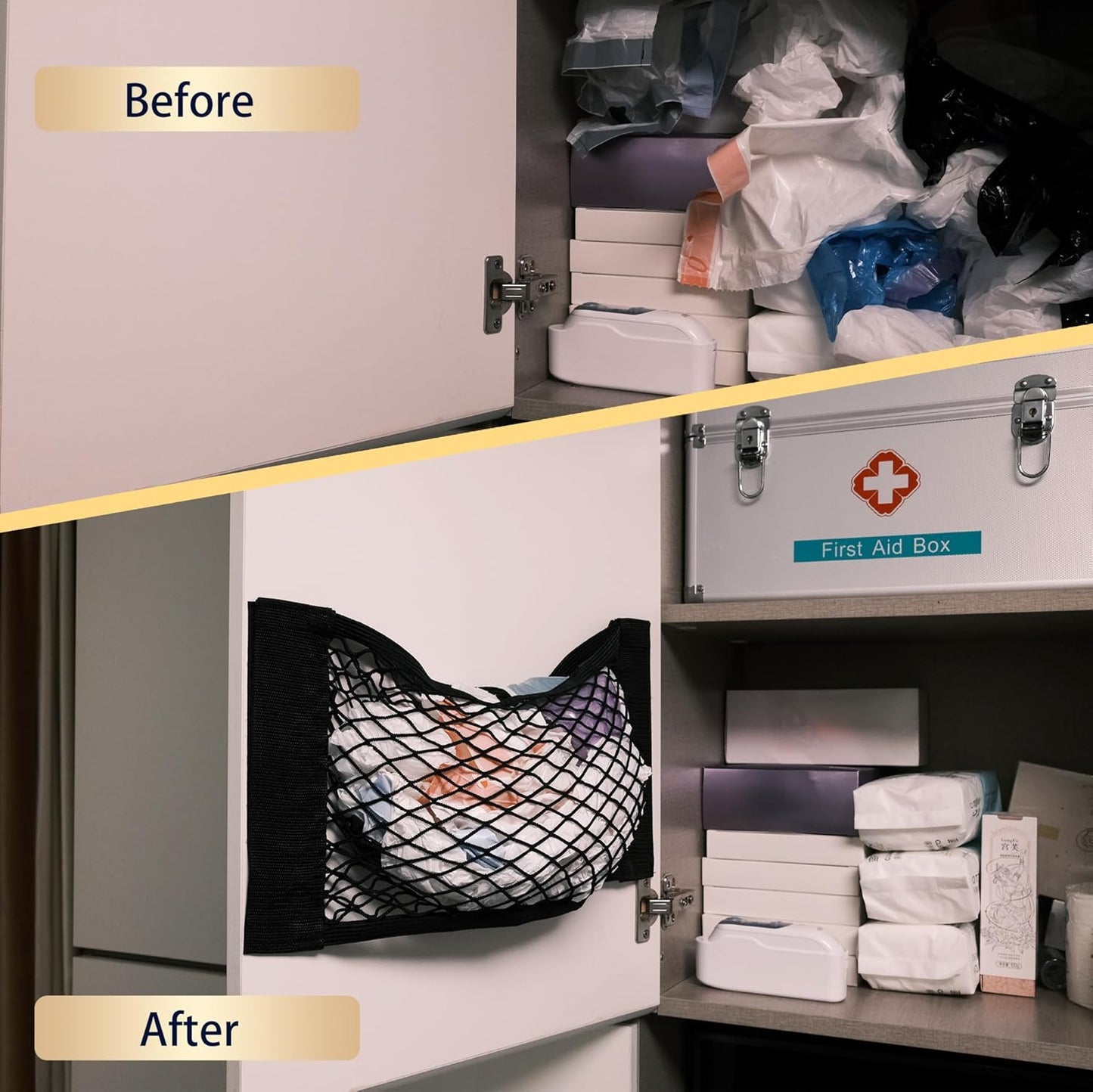Extra Large Trash Bag Holder Mesh Storage Net Grocery Bag Organizer Dispenser for Aluminum Foil