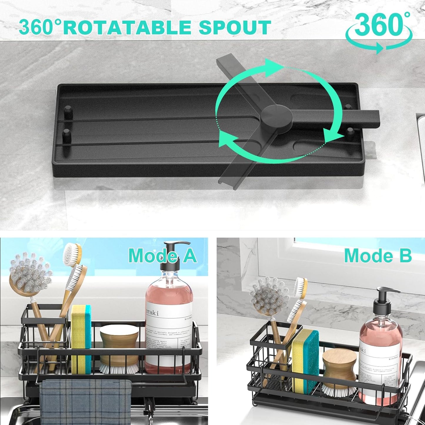 Sponge Holder for Kitchen Sink - Countertop Rustproof Stainless Steel, Kitchen Gadgets Accessories