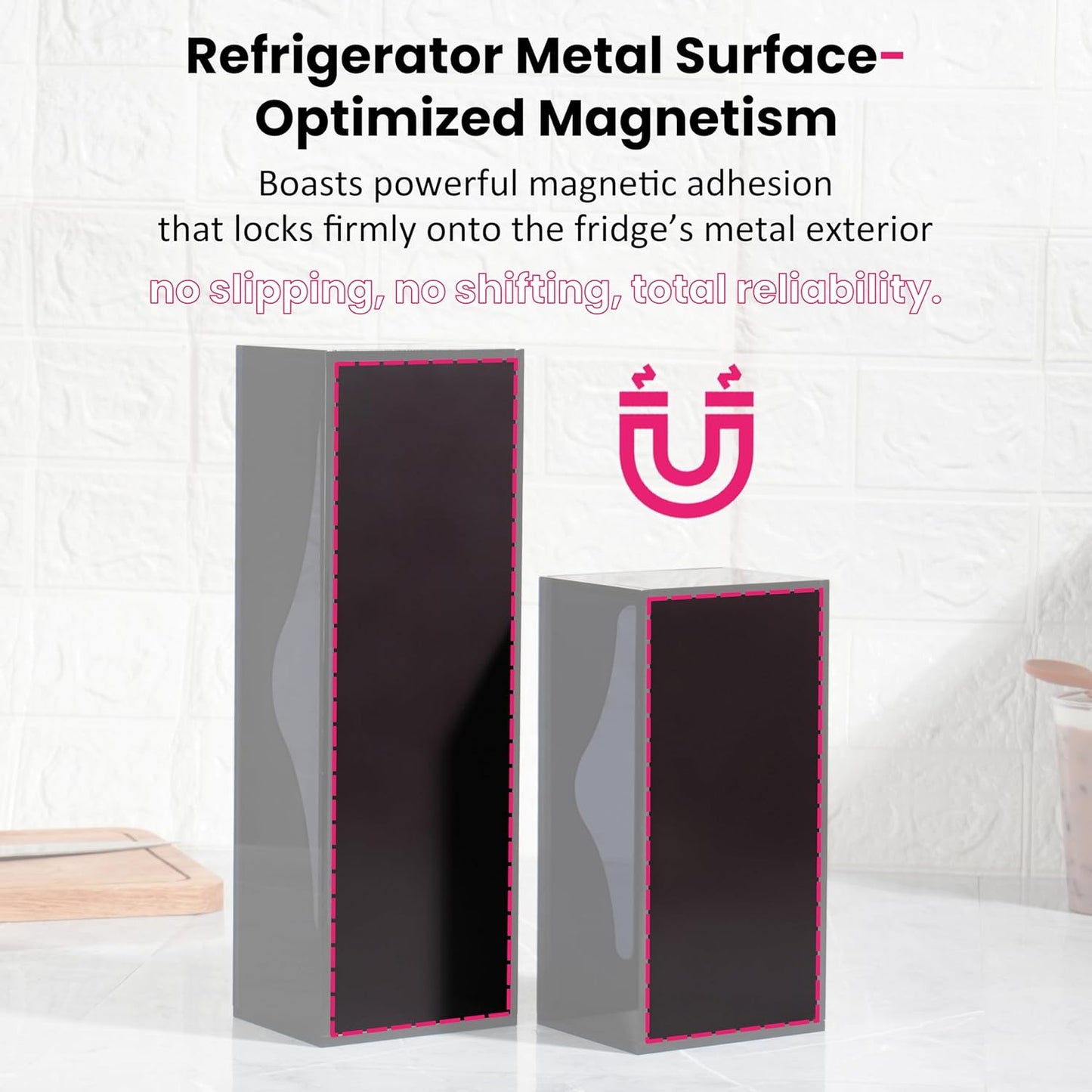 Acrylic Food Bag Storage Organizer Magnetic Fridge Attachment Compatible with Ziploc Sandwich/Snack/Grip'n Seal Quart/1 Gallon, Dispenser for Ziploc Bags, Kitchen Organization, 2 Packs